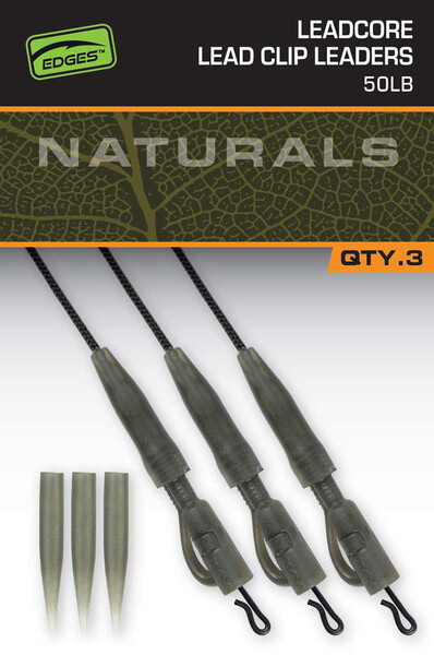 Fox Naturals Leadcore PG Lead Clip Leaders 75cm (50lb) (3 pcs)