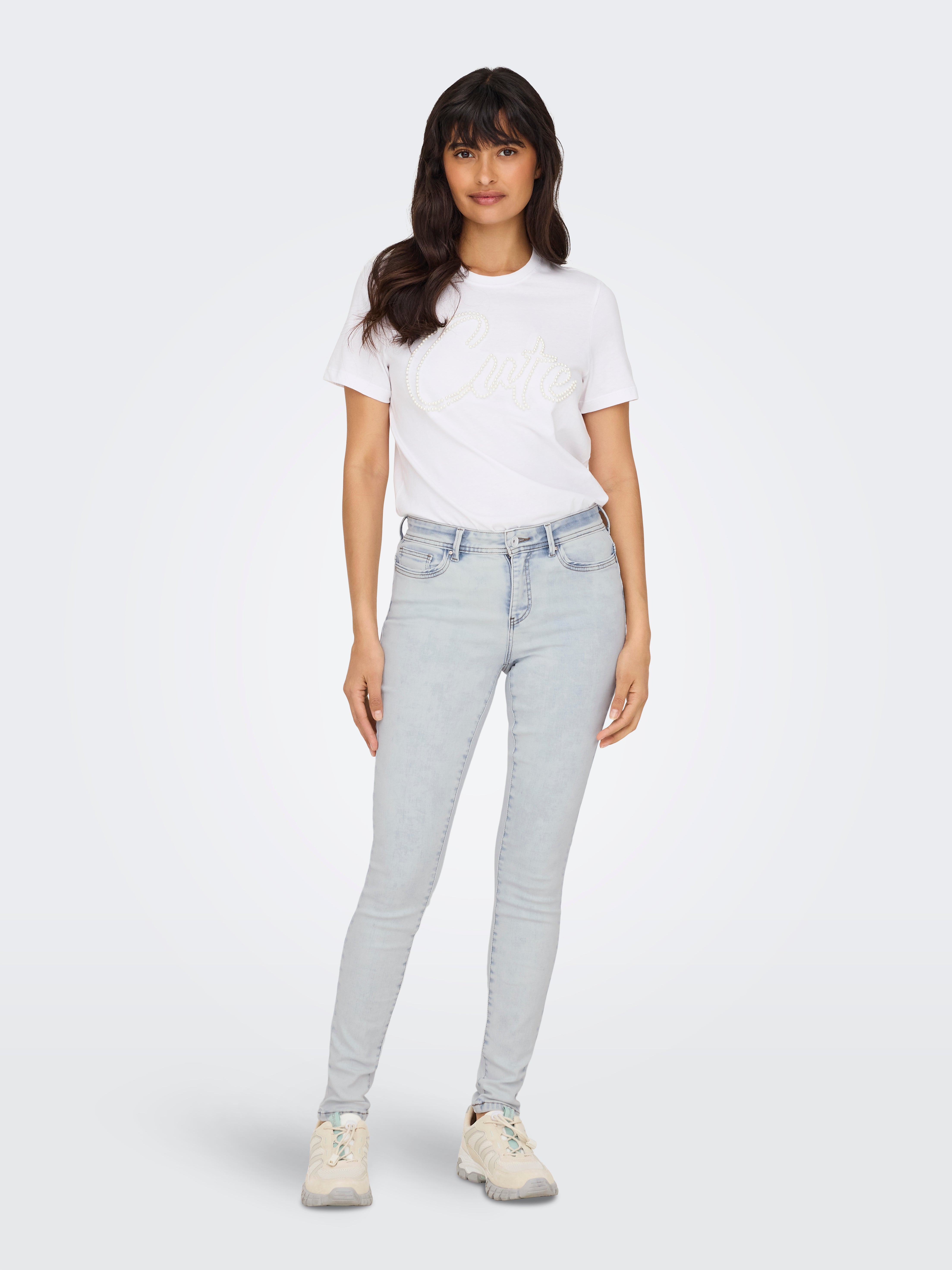 ONLWAUW Mittlere Taille Skinny Fit Jeans Light Blue Bleached Denim