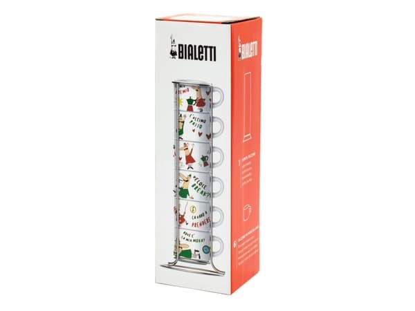 Bialetti L''Omino Italiano, Sett, Flerfarget, Keramisk, Espresso, 6 stykker, Boks