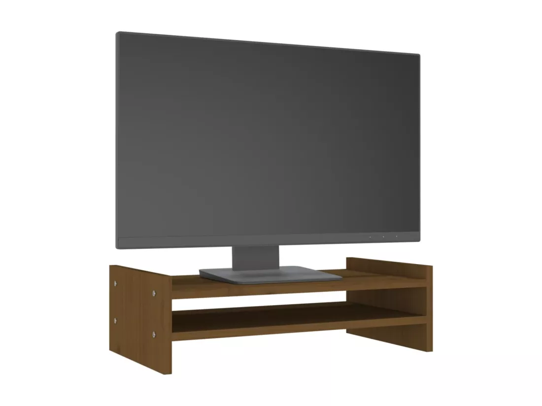 Support de moniteur Marron miel 50x27x15 cm Bois de pin solide