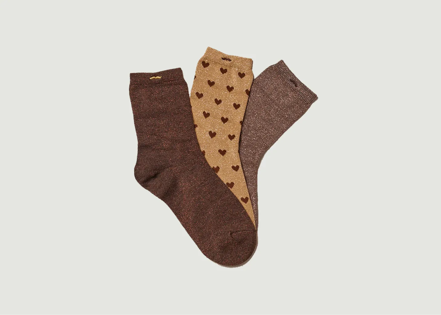 Pack de 3 paires de chaussettes brillantes et motif cœurs M.Moustache