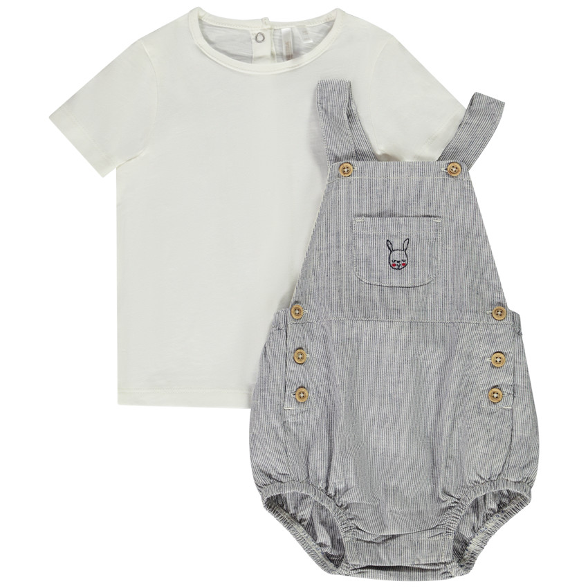 Ensemble salopette bloomer + t-shirt uni pour bébé