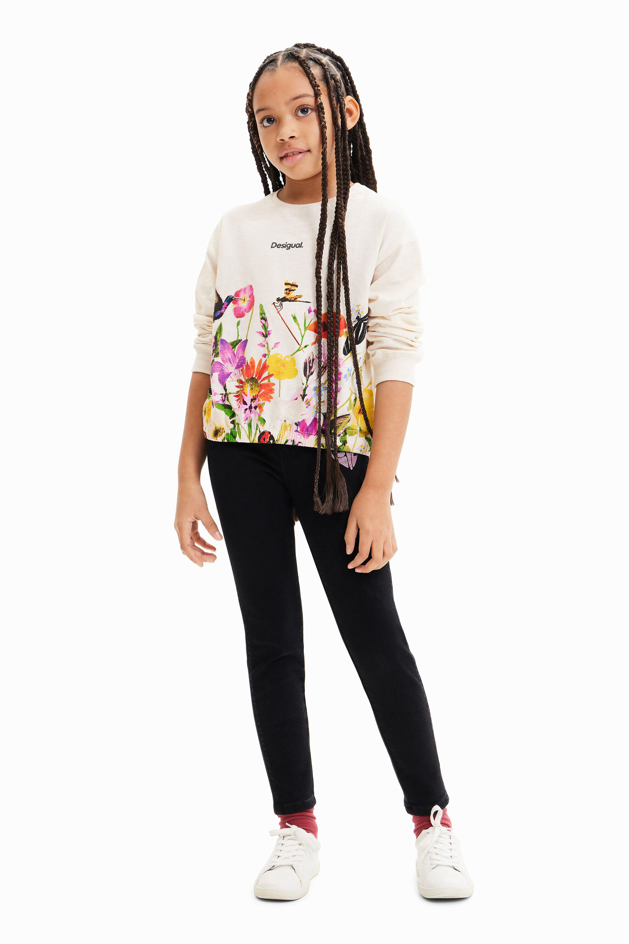 T-shirt froncé fleurs