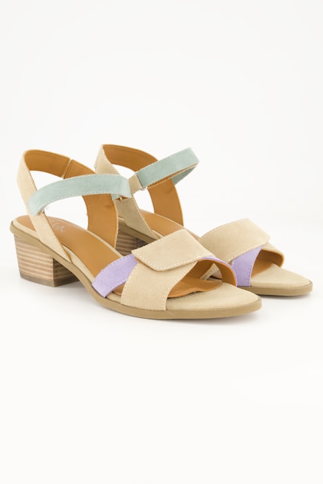 Leder-Sandalen, Klettriemen, mehrfarbig, Weite H