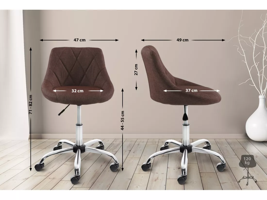 Tabouret de bureau - Tissu - Marron - Lazio