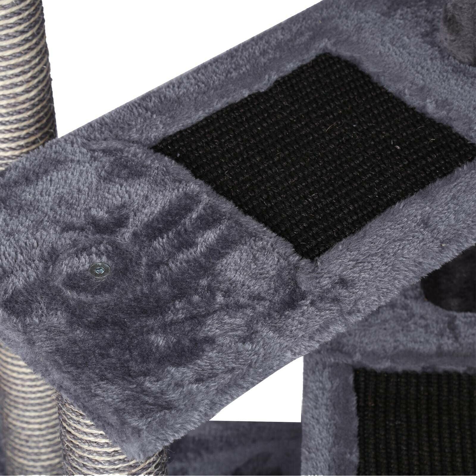Arbre à chat 100 cm corde sisal bicolore griffoir grattoir jeux gris et gris clair