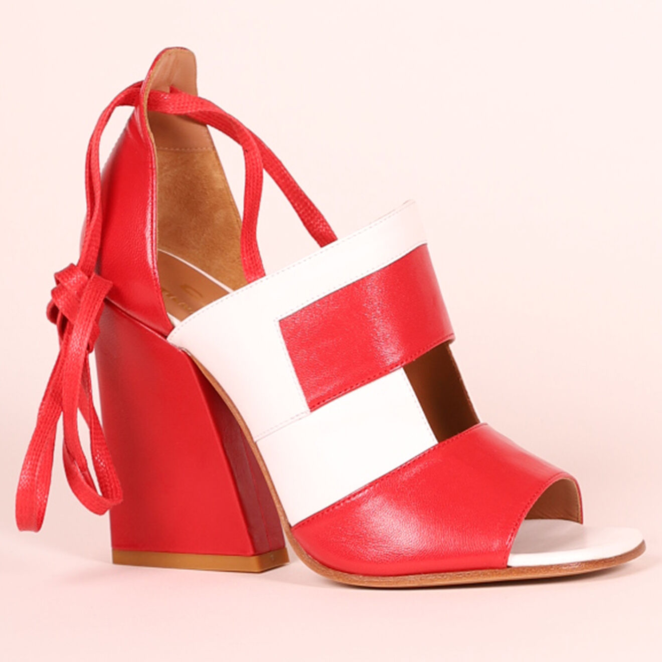 Carel Sandales en Cuir Damia blanc/rouge Talon 10 cm