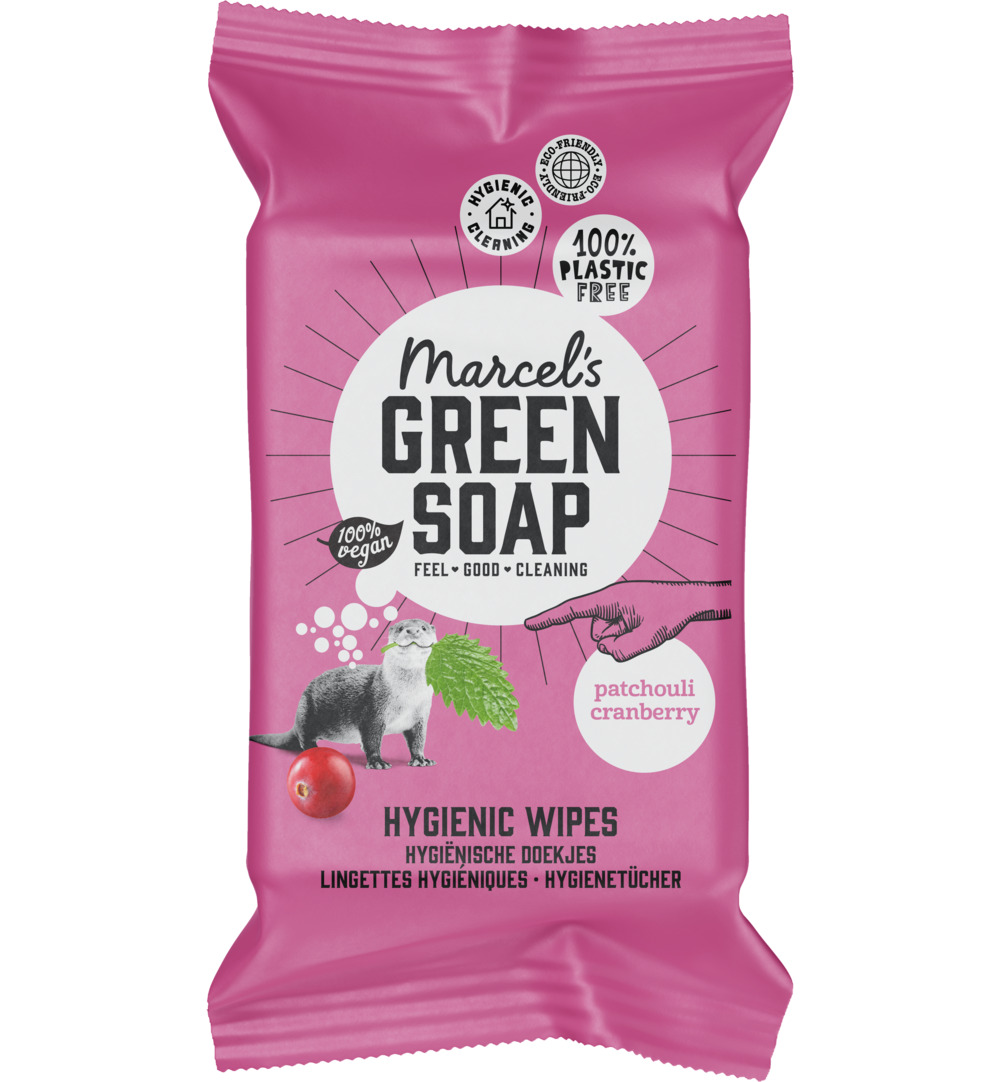 Marcel’s Green Soap Cleansing Wipes Patchouli & Cranberry Bio (60 stuks)