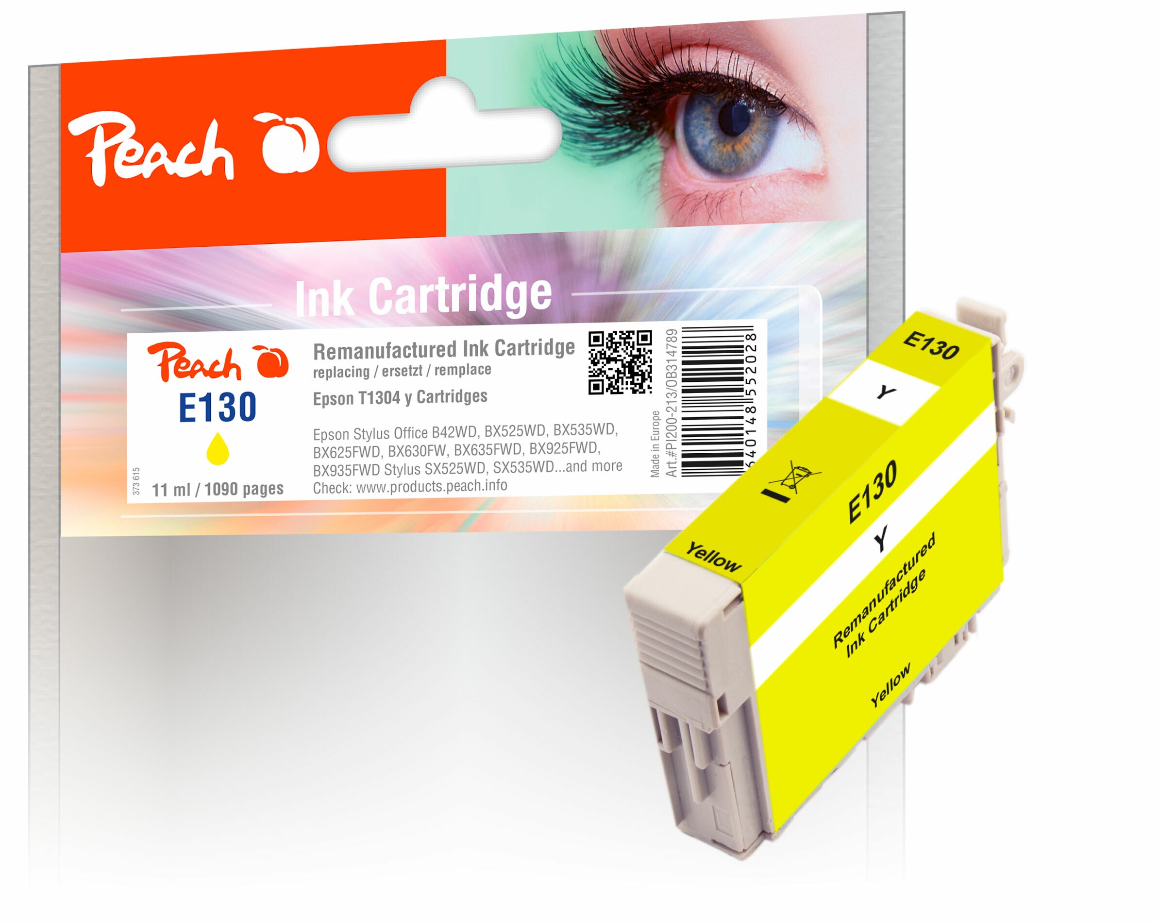 Peach E130Druckerpatrone XL ye ersetzt Epson T1304 y, C13T13044010 für z.B. Epson Stylus Office BX 525 WD, Epson Stylus Office B 42 WD (wiederaufbereitet)