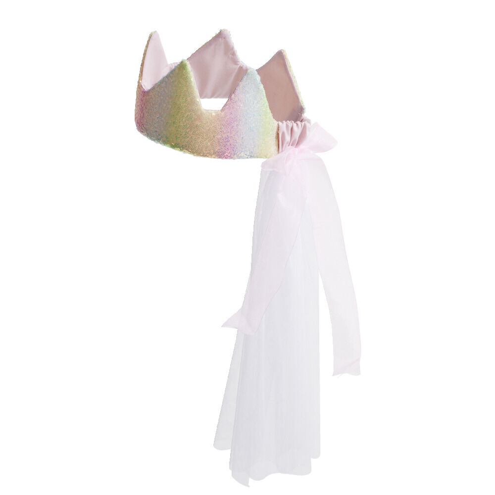 Couronne rose avec voile pour déguisement fille 8,5x47,5cm
