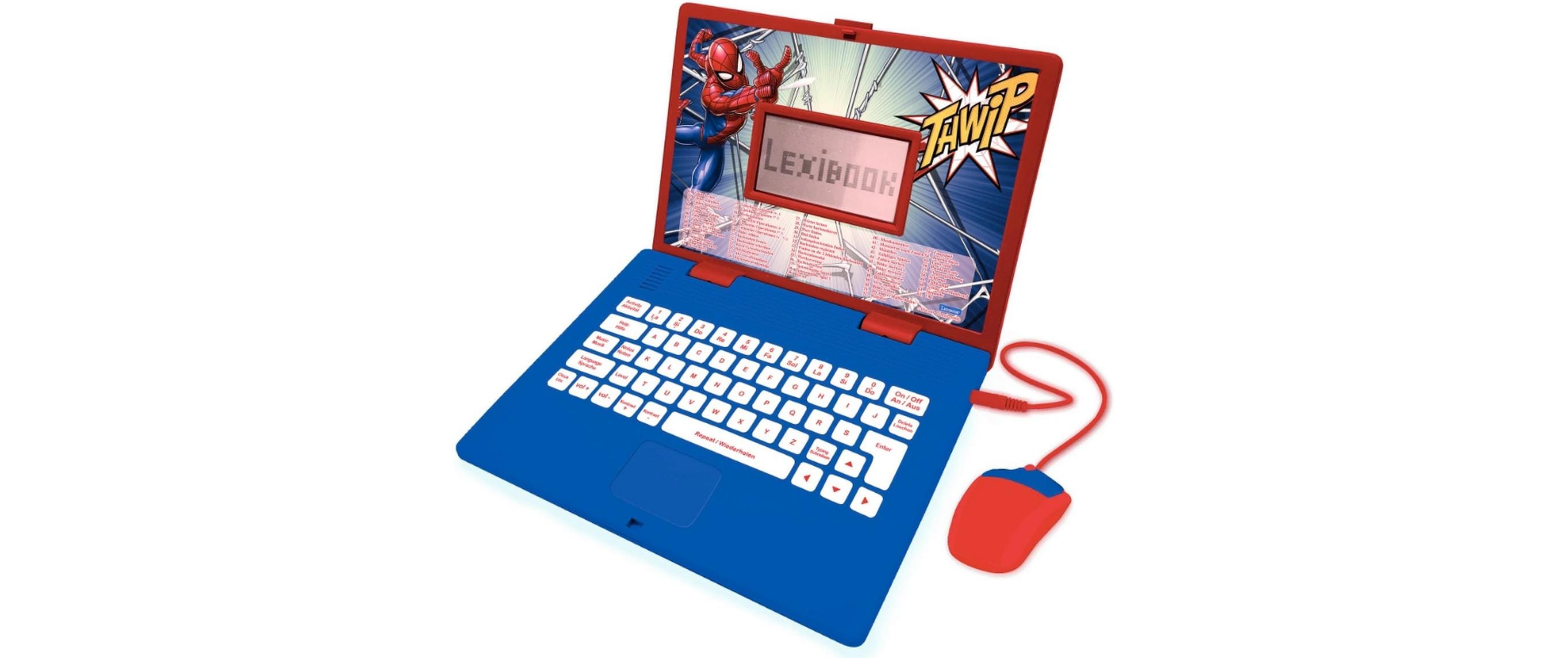 Lern-Laptop SpiderMan DE/ENG mit 124 Aktivitäten Blau/RotZweisprachiger sprechender Bildungslaptop