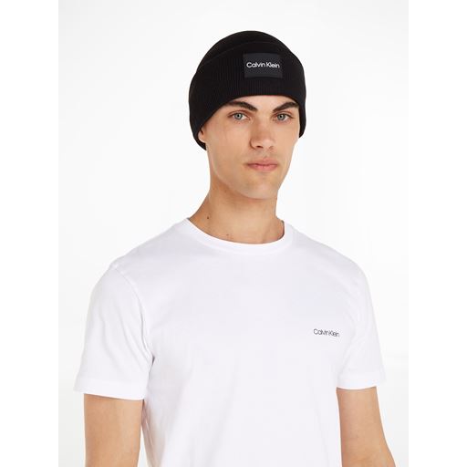 Calvin Klein Rib Beanie, Sort, One size