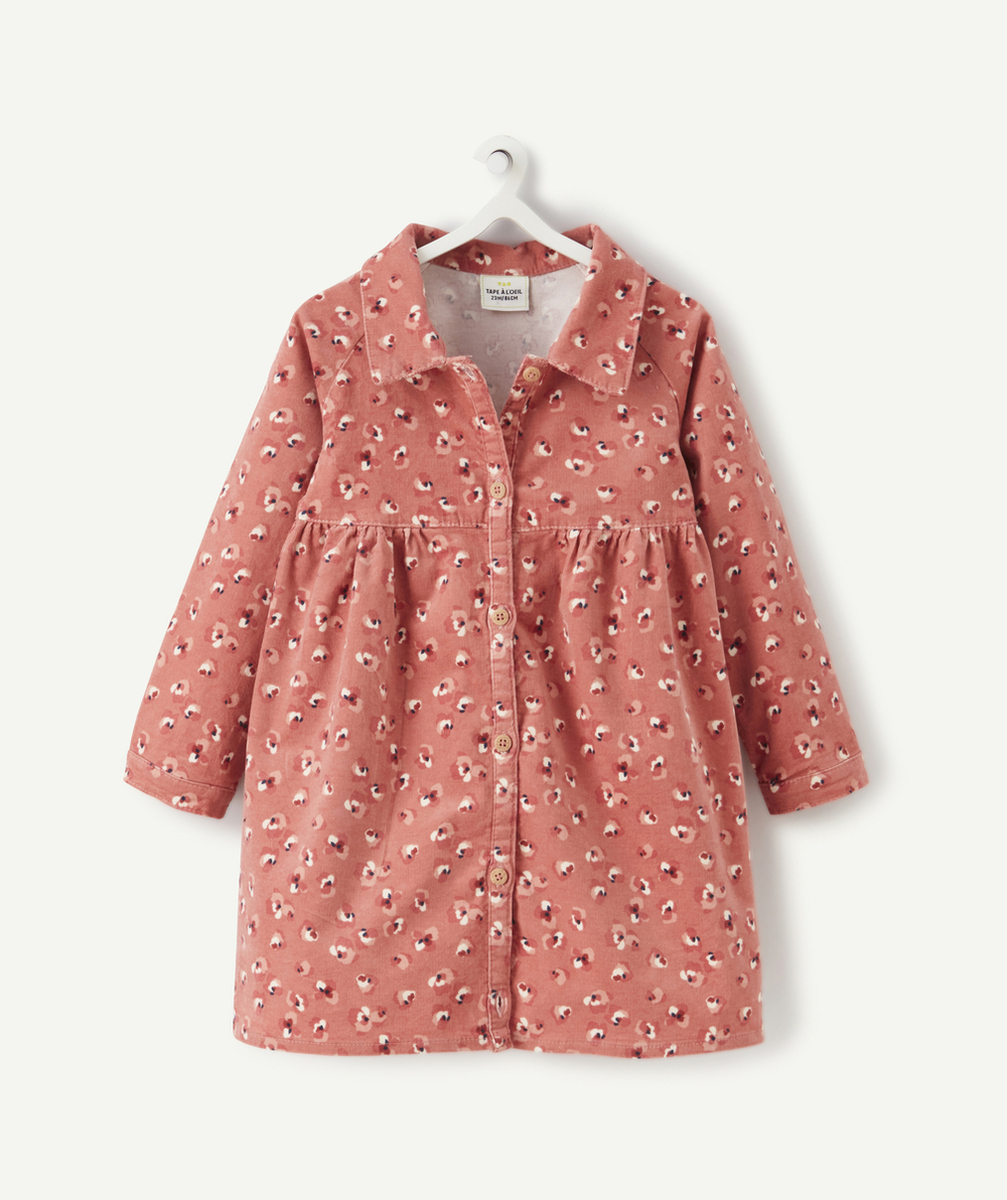 ROBE ROSE EN VELOURS IMPRIMÉ FLEURI BÉBÉ FILLE