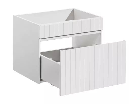 Meuble sous vasque suspendu strié blanc - 60 cm - SATARA