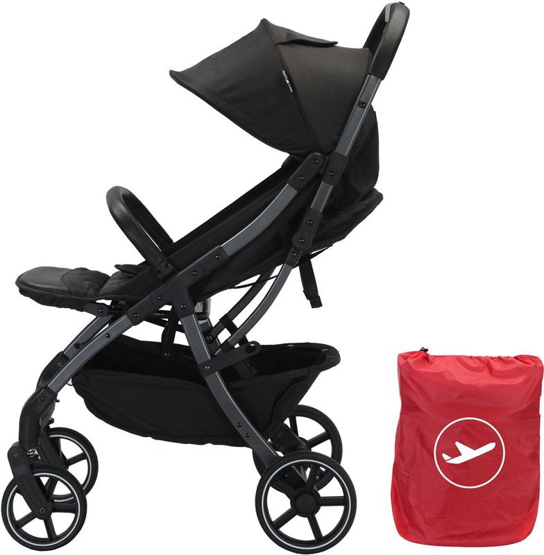 Born Lucky - Buggy Flow - Compacte Buggy - Zwart - Makkelijk Inklapbaar Geschikt Voor Vliegtuig