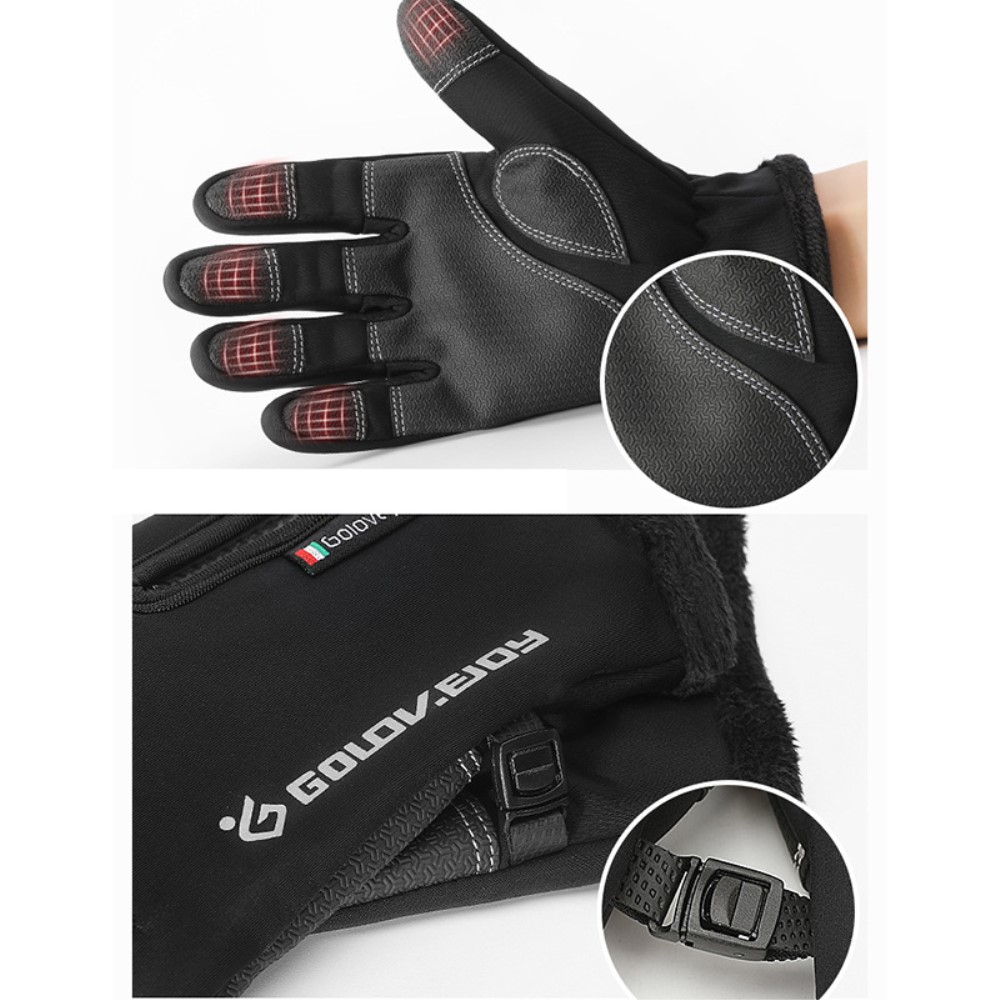 (1 Paar) Gr. L Wetterfeste Outdoor Winter Touch Handschuhe - Schwarz