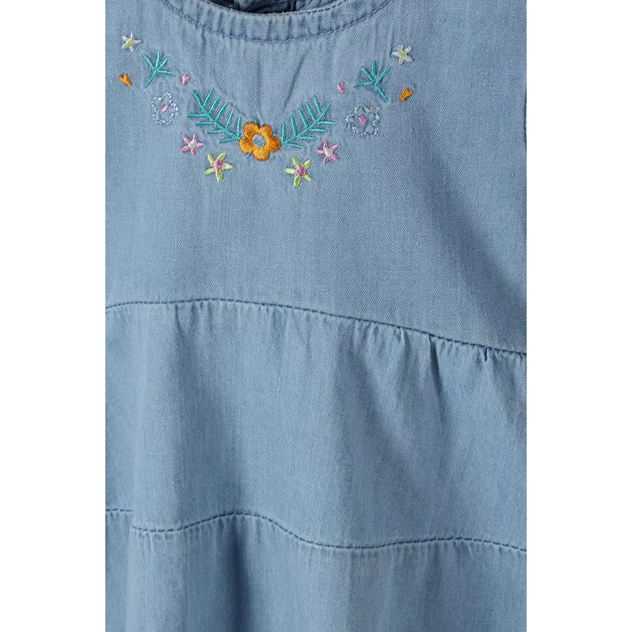 MINOTI Jeanskleid mit Stickerei Denim-Hellblau