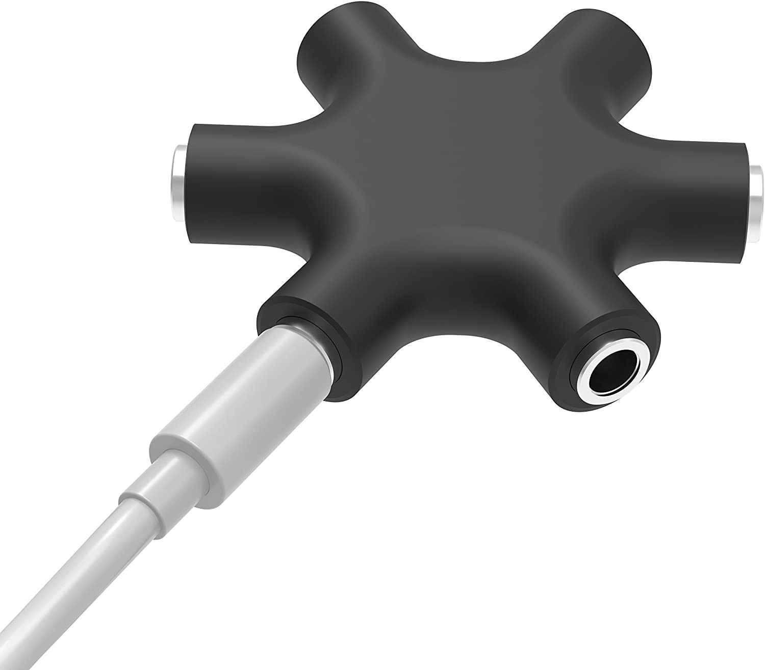 (Ø5cm) 6-fach 3.5mm Stereo Aux Audio Adapter Splitter   24cm Verbindungskabel - Schwarz