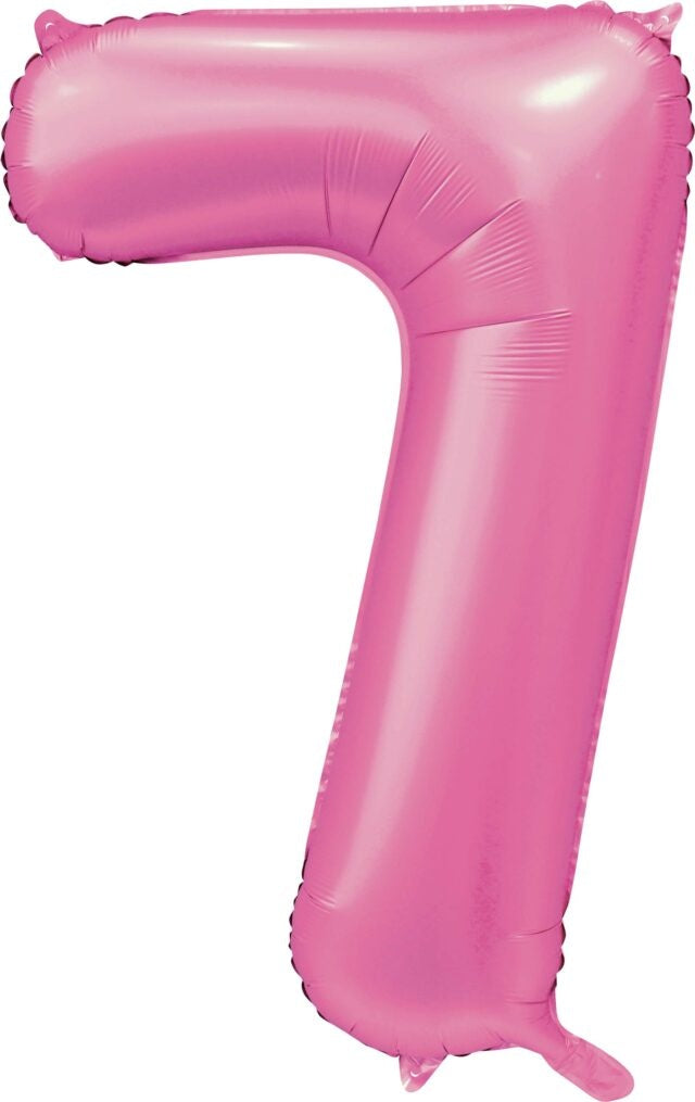 Roze Cijfer Ballon 7 Jaar Glans 86cm