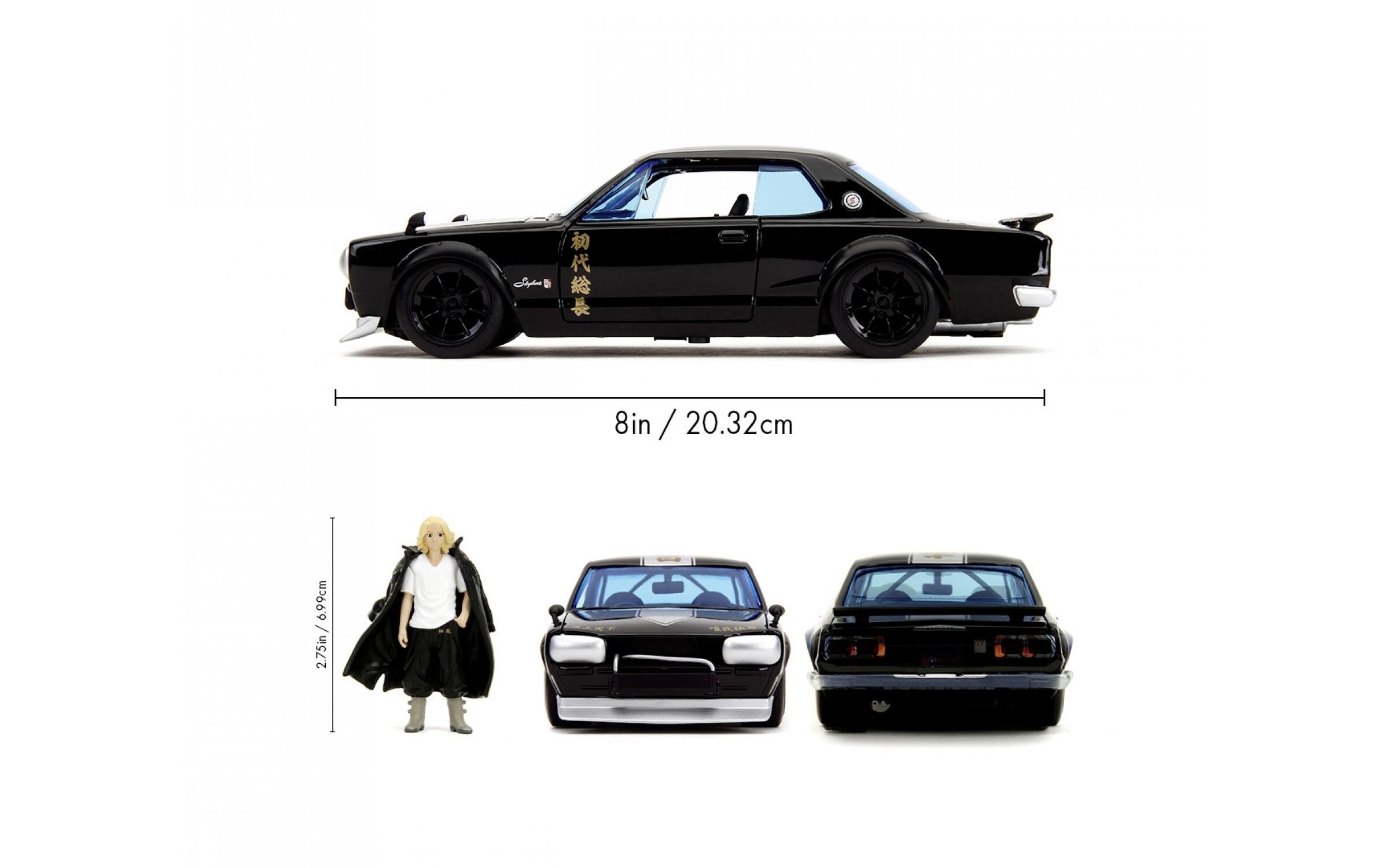 Nissan Skyline GT-R Tokyo Revengers 1:241971 Nissan Skyline GT-R Modellauto mit Mikey Figur