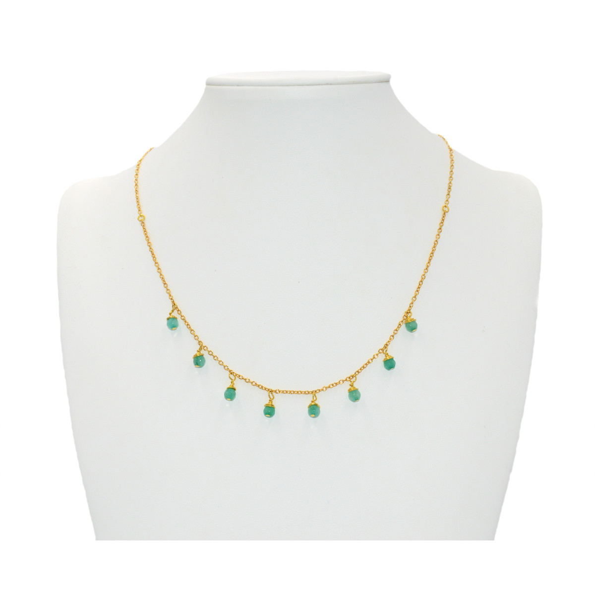 Collier breloque  de jade d'onyx- doré à l'or fin