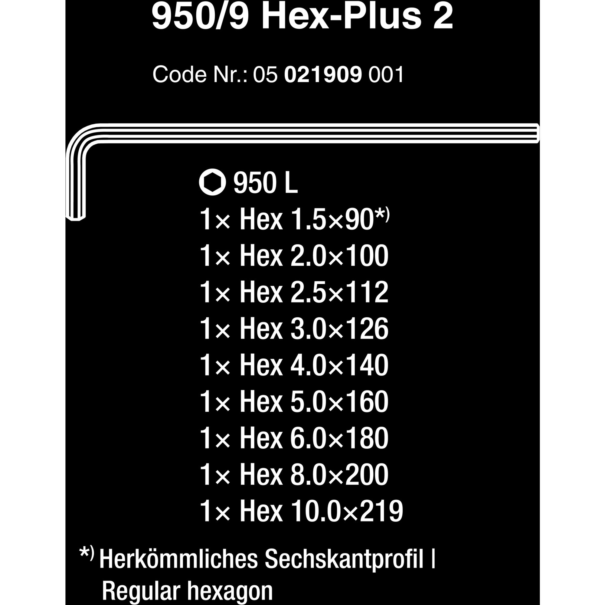 Wera Schraubendreher 950/9 Hex-Plus 2 Winkelschlüsselsatz, 9-teilig