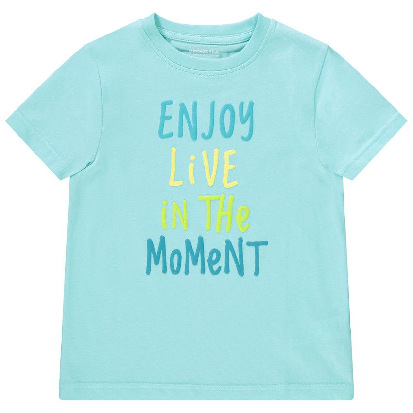 T-shirt manches courtes puff print message pour garçon - Bleu