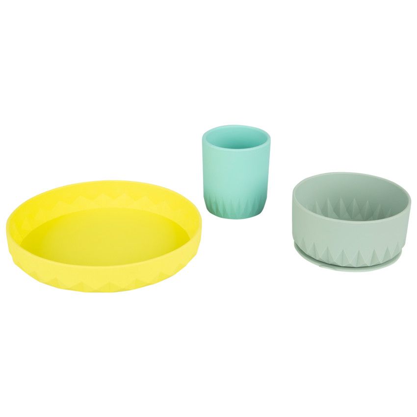 Set repas en silicone 3 pcs - Origami - Ecru