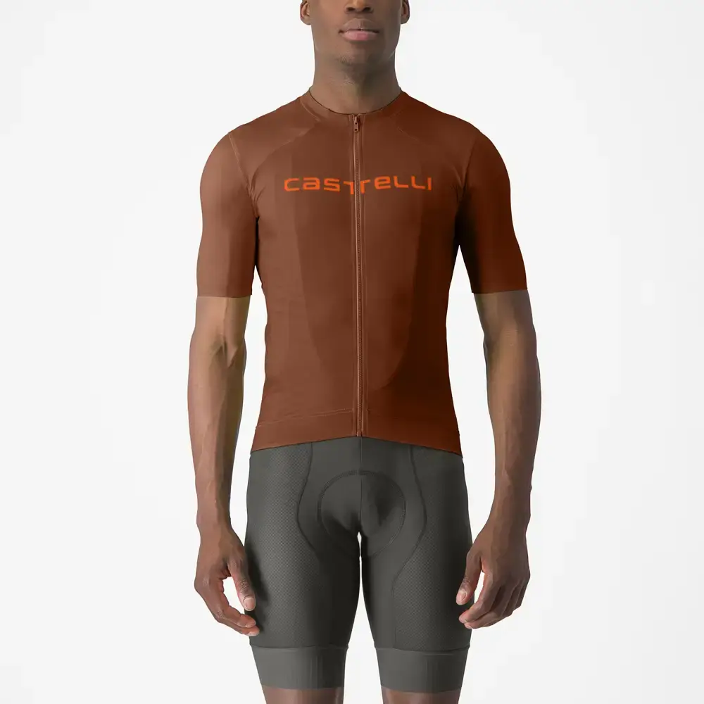 Castelli Prologo Lite Fietsshirt Korte Mouwen Bruin/Oranje Heren