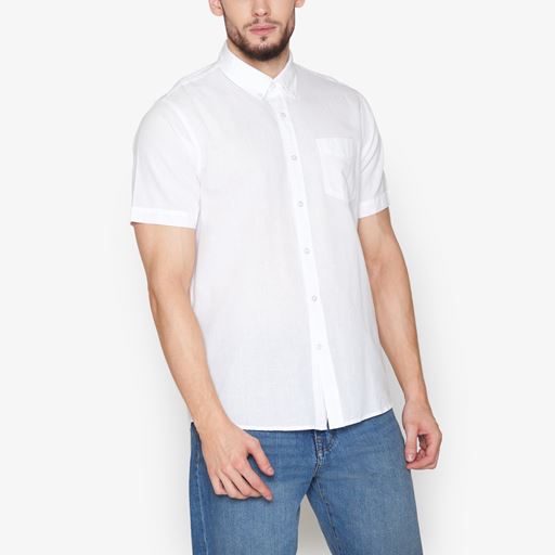 Signal Solid Seersucker Skjorte, White, 3XL