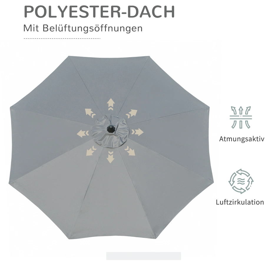 Outsunny Sonnenschirm mit Entlüftung grau