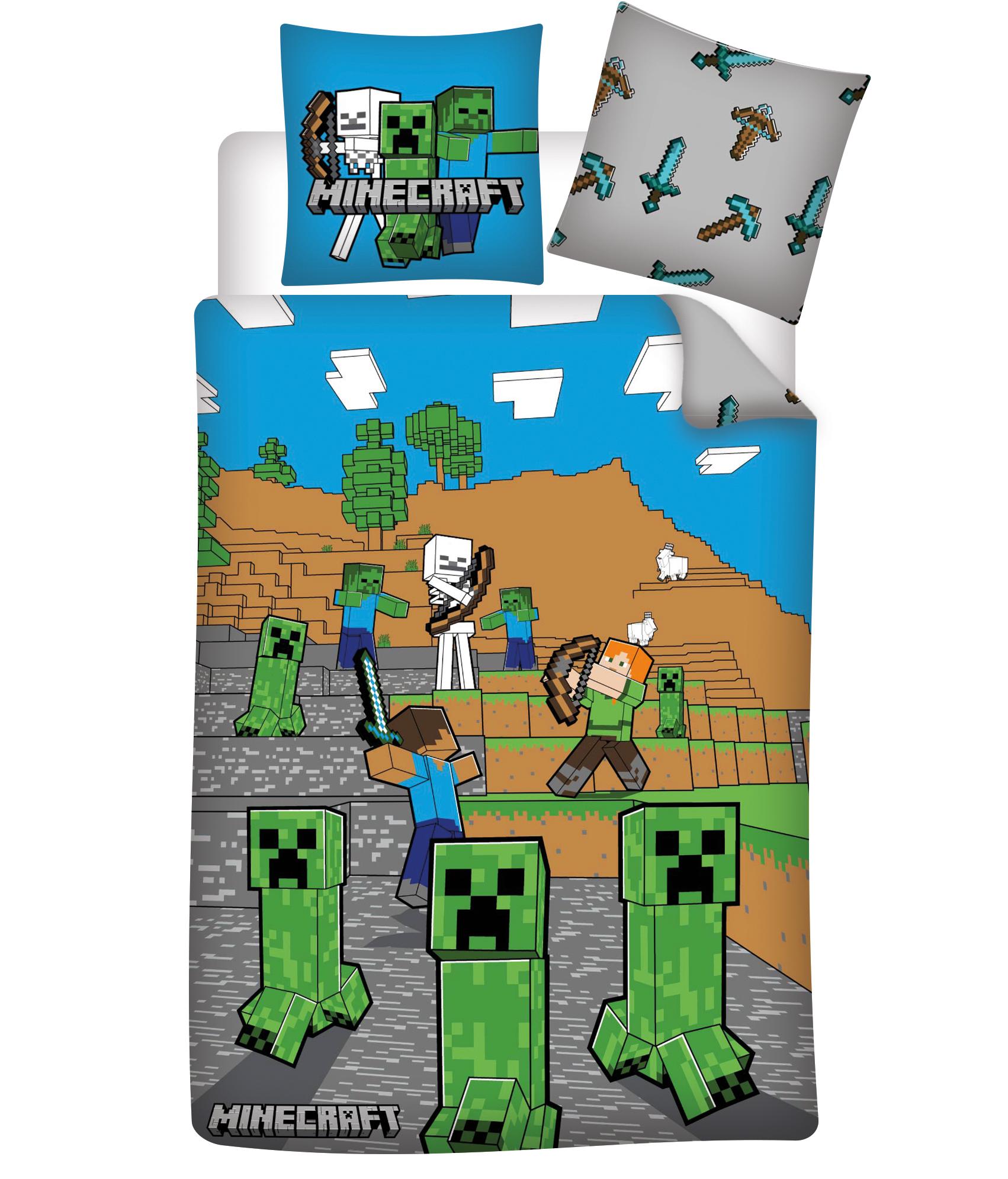 HOUSSE COUETTE 140X200CM ET 63X63CM MINECRAFT