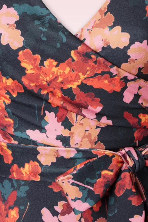 Vintage Chic for Topvintage Kamila floral pencil jurk in zwart en multi