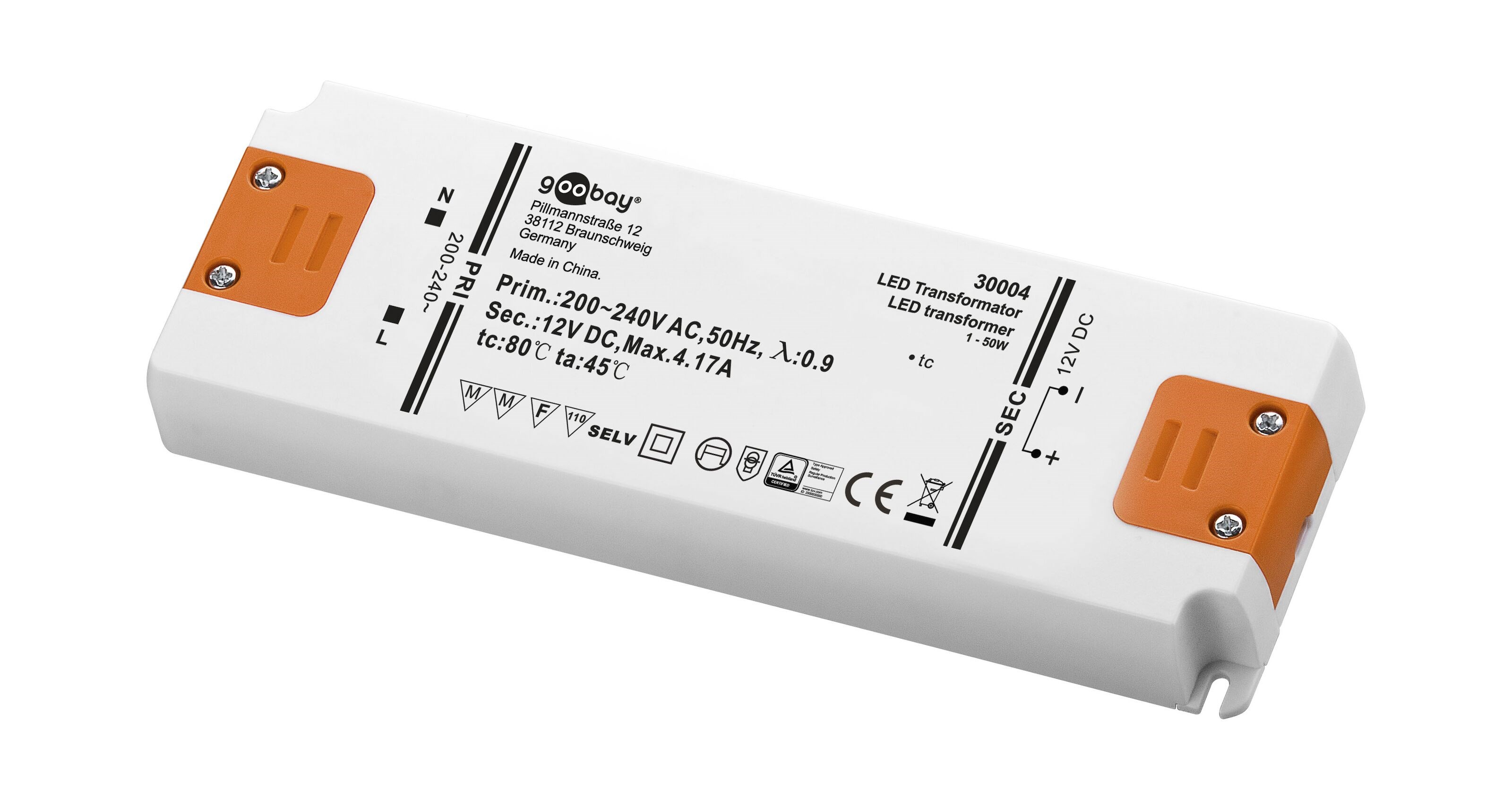 LED-transformator, 12 V, 1-50 W
