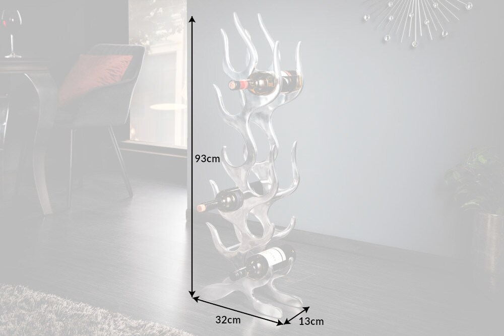riess-ambiente Weinregal FLAME - 93cm silber für 9 Flaschen Flaschenhalter modern