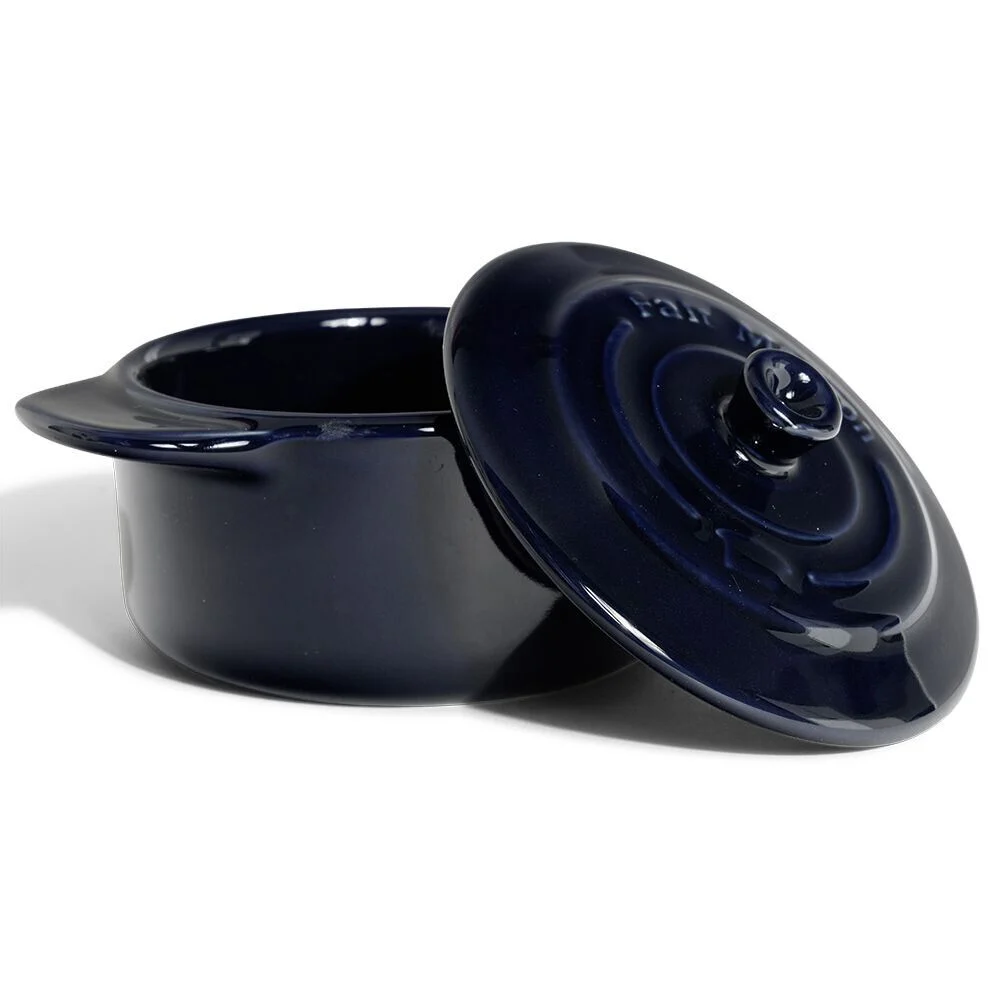 Mini cocotte individuelle en céramique avec couvercle - bleu ou noir