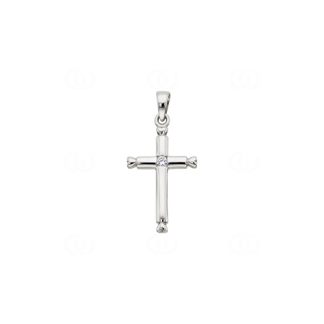 Anhänger 750/18 K Weissgold Kreuz mit Zirkonia 18 x 13 mm