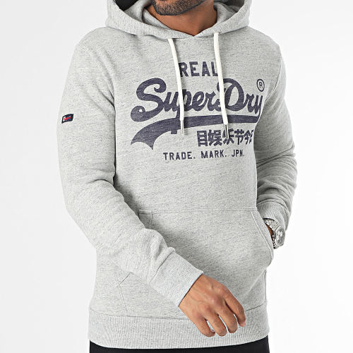 Sweat Capuche Vintage Logo Gris Chiné