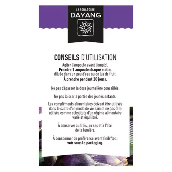 Dayang Alcachofra Orgânica 20 ampolas