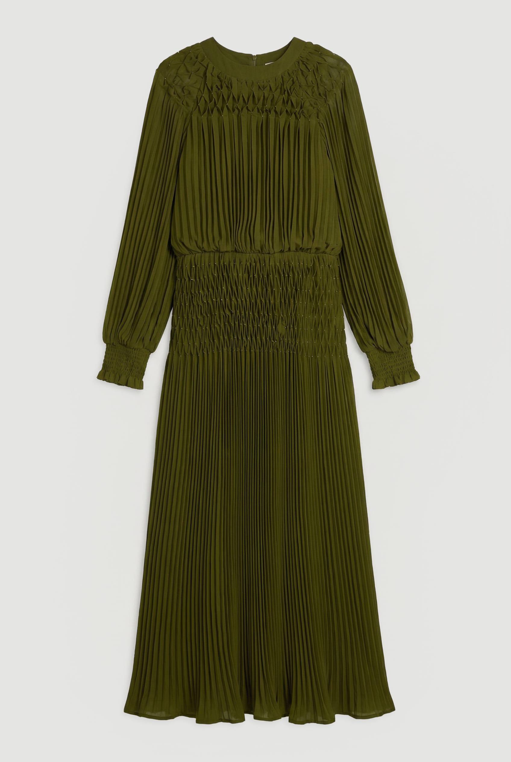 KarenMillen Robe Longue Plissée À Manches Ballon Et Détails De Perles