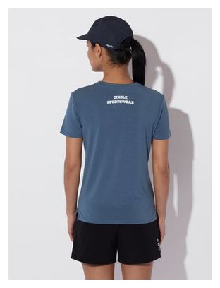 Maillot manches courtes Running Circle Athletic Paris Bleu Femme