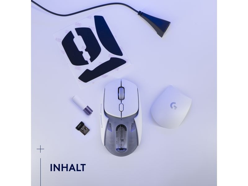 Logitech Gaming-Maus G309 Lightspeed Weiss Kabellose Gaming-Maus mit Lightspeed Wireless und Bluetooth Verbindung