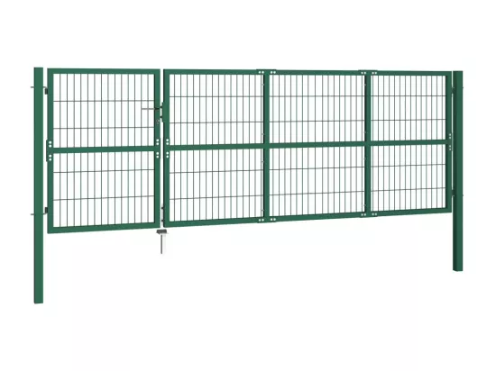 Portail de cl?ture de jardin avec poteaux 350x120 cm Acier Vert