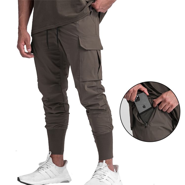 Double White - Cropped, taps toelopende cargobroek met trekkoordtaille
