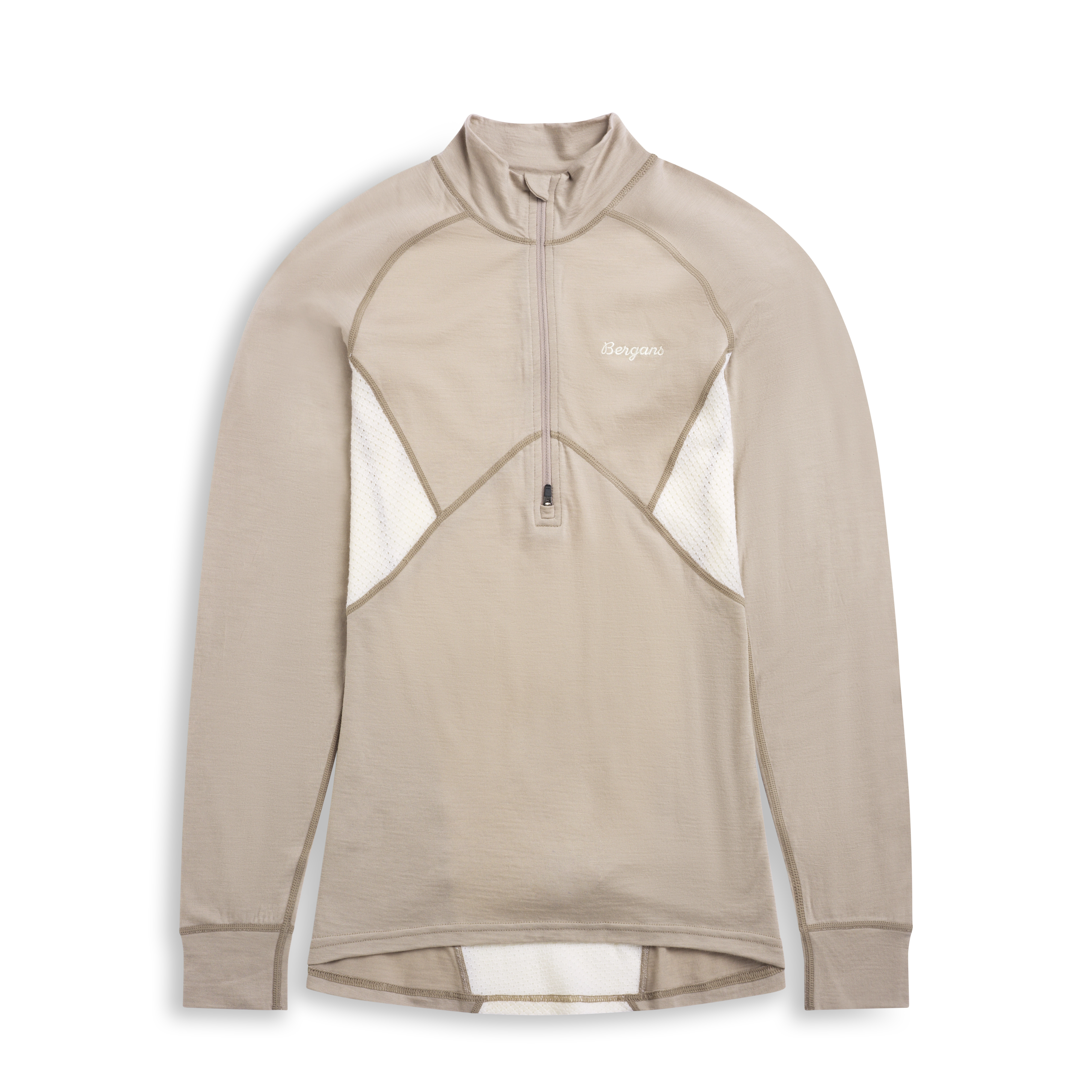 Inner:Pure Merino Half Zip Women Sandstone / Vanilla White