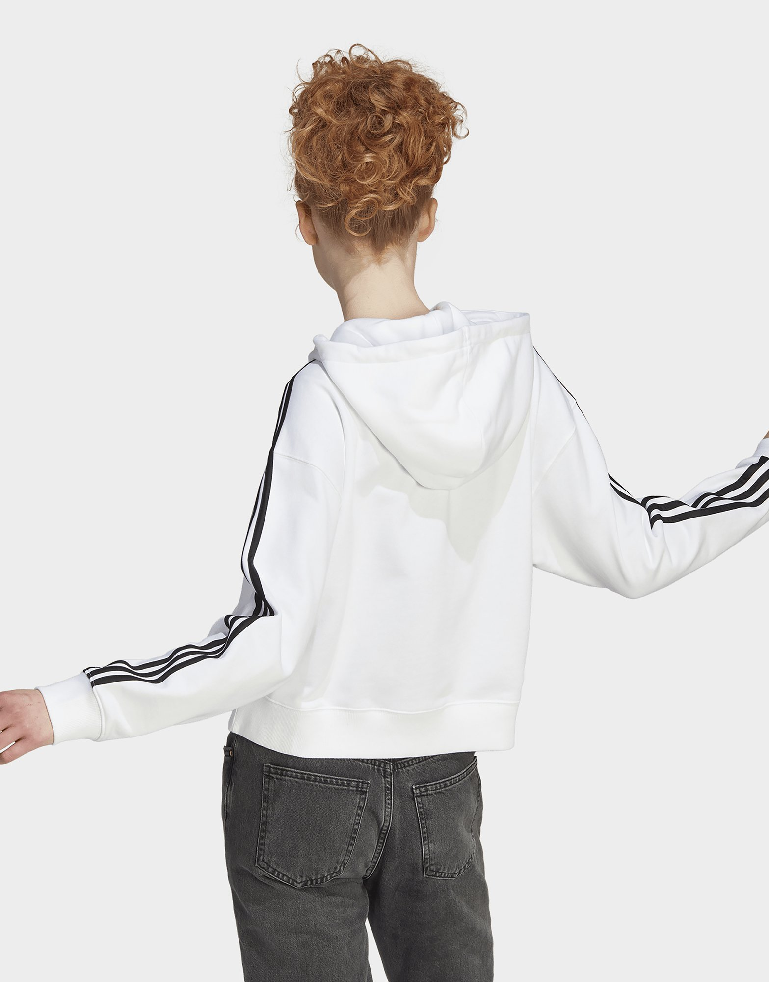 adidas Veste bomber à capuche entièrement zippée en molleton Essentials 3-Stripes