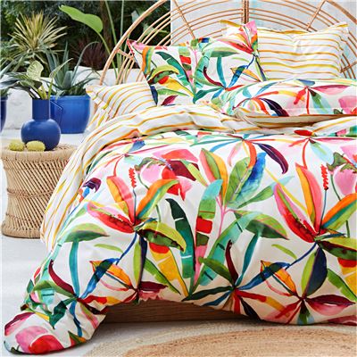 Linge de lit feuilles multicolores