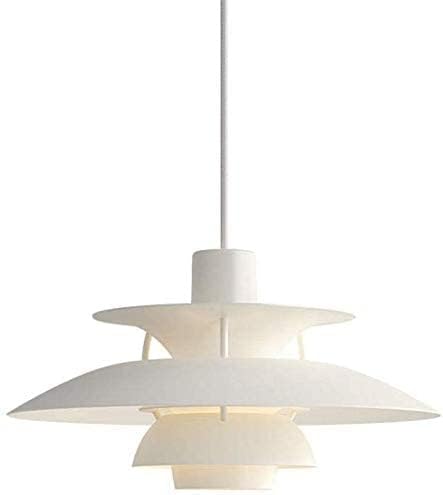 Pendelleuchte Weiss Aluminium Schatten Nordic Stil Pendellampe Esszimmer Esstisch Schlafzimmer Hängeleuchte Designer Vintage E27 Höhenverstellbar Innen Dekorativ Aufhängung Beleuchtung