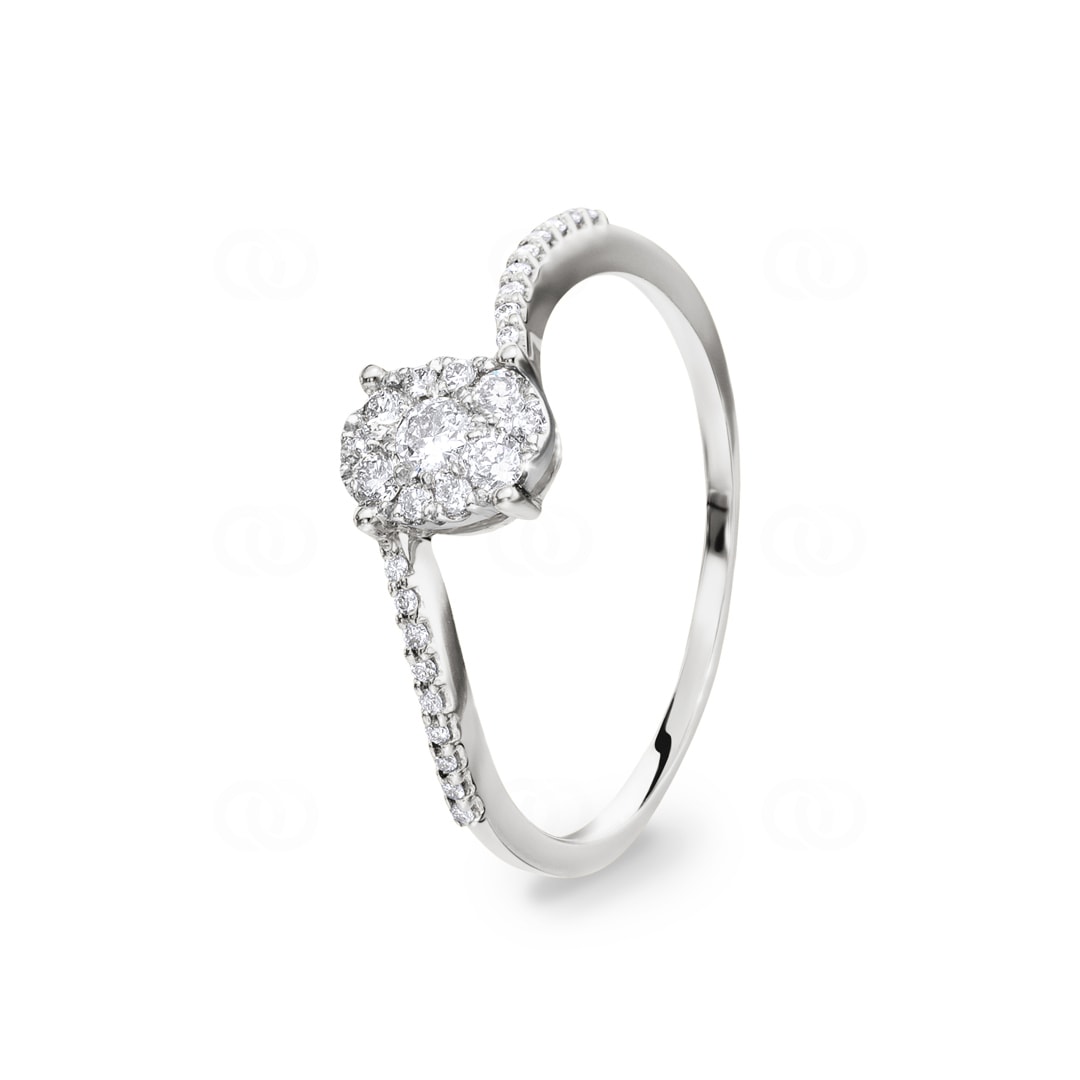 Verlobungsring 750/18 K Weissgold mit Diamanten 0.23 ct H/si