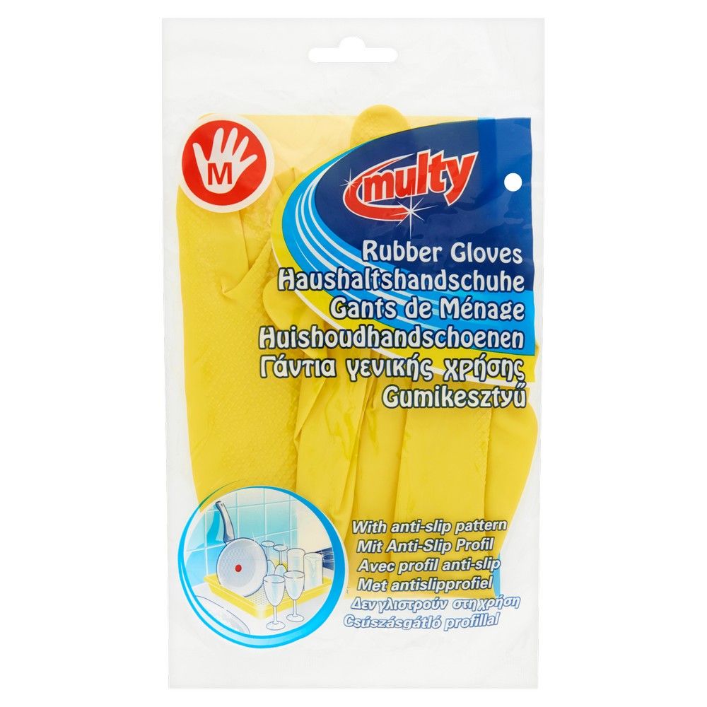Multy Huishoud Handschoen Latex Medium (1 set)